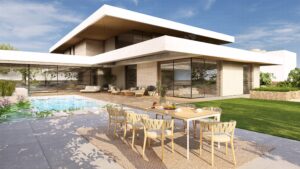 Důležité je také to, jak vypadá z místa pro posezení zpětný pohled na dům. I to řeší architekti.