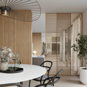 Posuvné dveře IDEALINE WOOD HORIZONTAL v posuvu do stropu PREMIUM Foto: JAP FUTURE